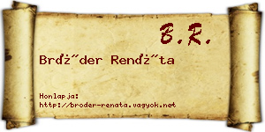 Bröder Renáta névjegykártya